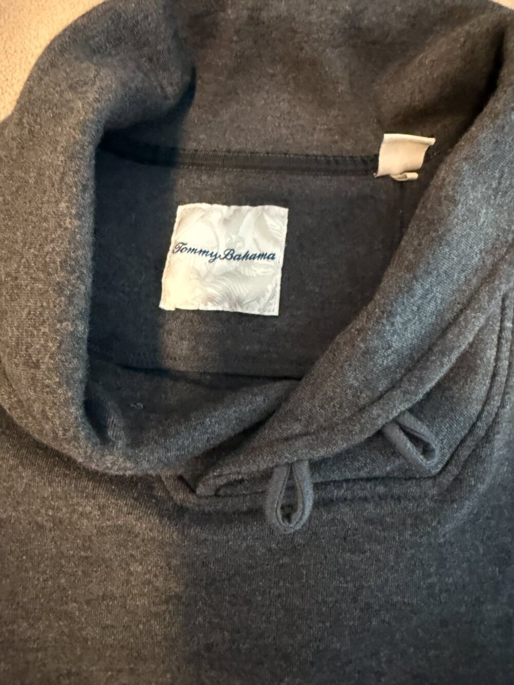 Tommy Bahama Men's Large Grey Shawl Collared Sweatshirt Pullover Button Neck - Picture 2 of 12